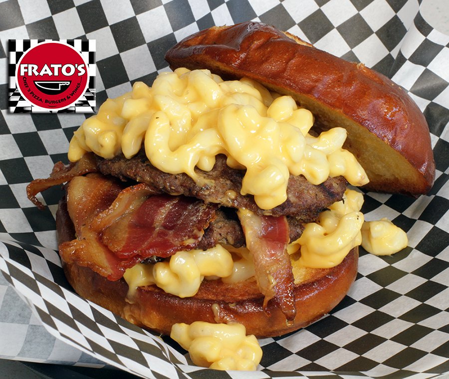 Bacon Mac & Cheese Burger with Bacon & Beef Burger Patties