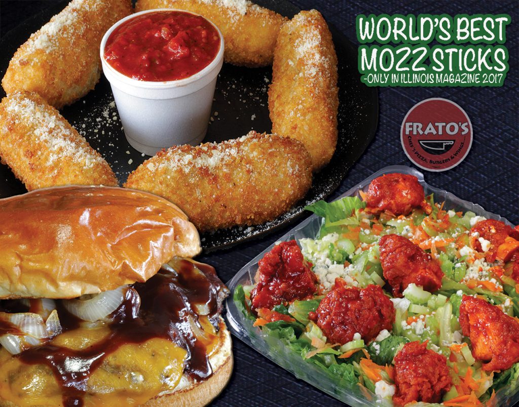 1-Pound Spinach Artichoke Pizza Slice! 3 collage mozz sticks bbq burger buff salad