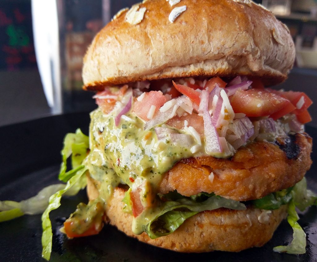 SALMON BURGER ZOOMED IN