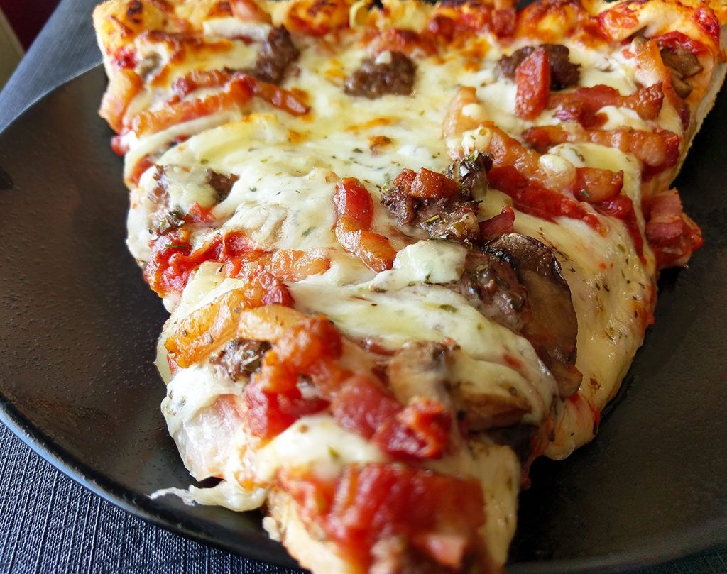BACON SWISS MUSHROOM PIZZA 1