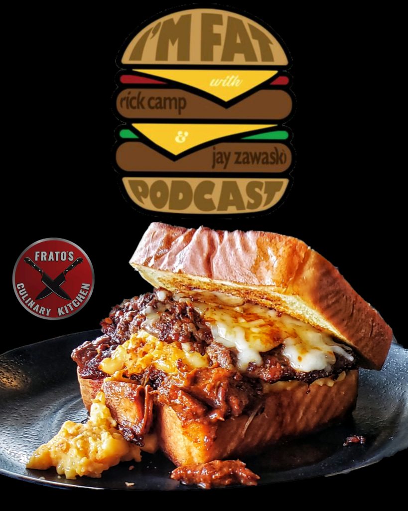 I'm Fat Burger with pulled pork, mac and cheese, and three-cheese blend on Texas toast