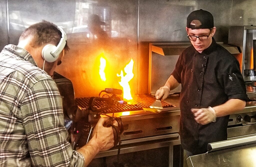 Chef Andy cooking at Frato’s Culinary Kitchen