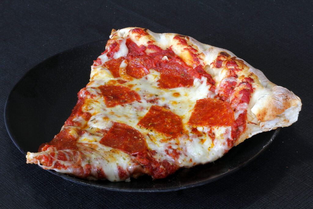 Frato's 1-pound pepperoni pizza slice with crispy cup pepperoni