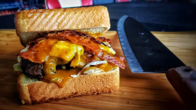 Pig Candy Burger from Frato’s Burger of the Month in Schaumburg, IL