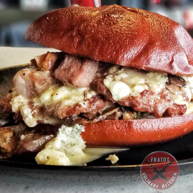 Smoked Country Steak Burger from Frato’s Burger of the Month in Schaumburg, IL