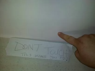 In Memory of Chef Ed Musto 2 Handwritten note taped to the kitchen wall: Don’t touch. This means you, Ed!