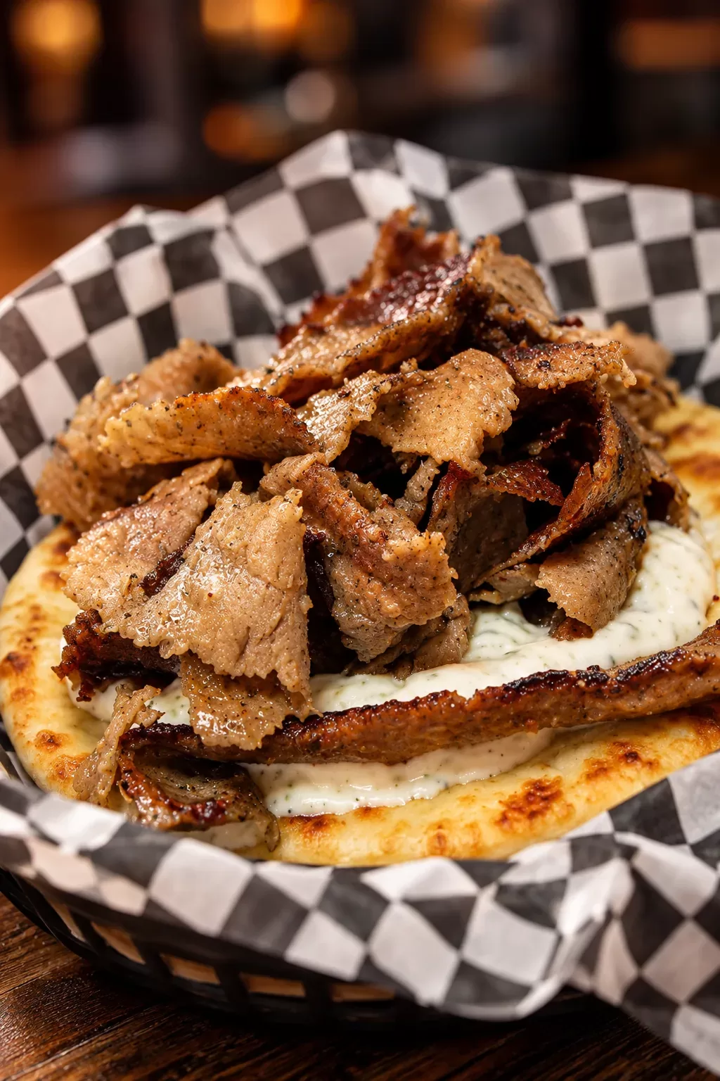 Frato’s half-pound beef and lamb gyro, grilled crispy on pita with house-made tzatziki