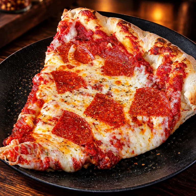1-pound smoked pepperoni pizza slice at Frato's in Schaumburg
