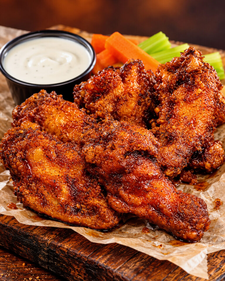 Jumbo bone-in wings in award-winning Whiskey BBQ sauce at Frato's in Schaumburg